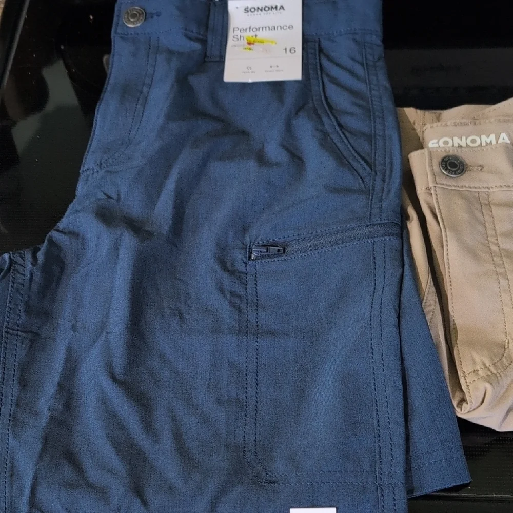 Sonoma Boys Blue And Khaki Performance Shorts - Picture 3 of 3